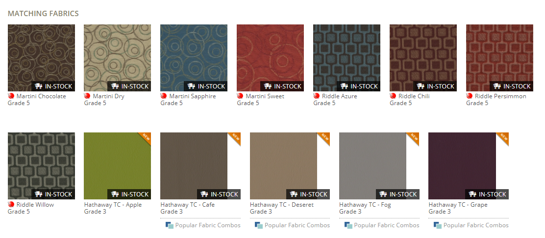 Fabric colors available